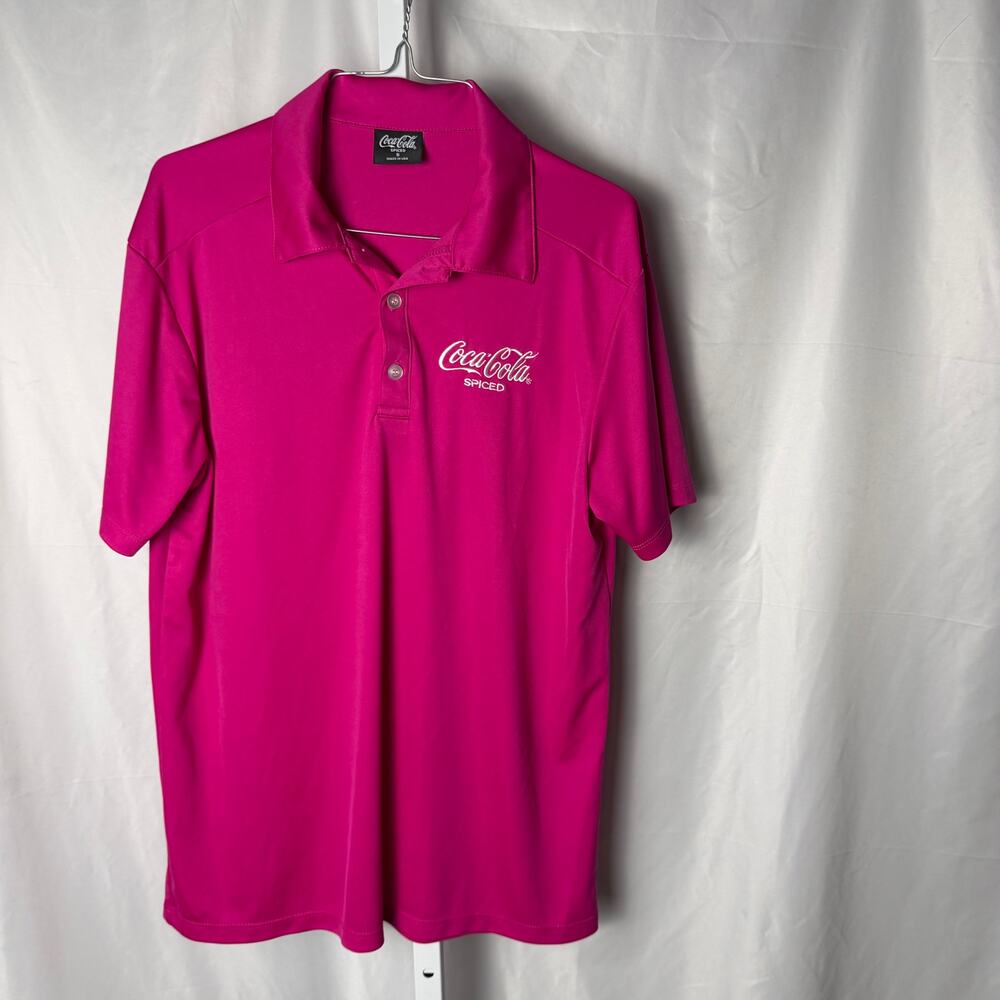 Coca Cola‎ Spiced Promo Polo Shirt Embroidered Pink Discontinued Soda S Gift